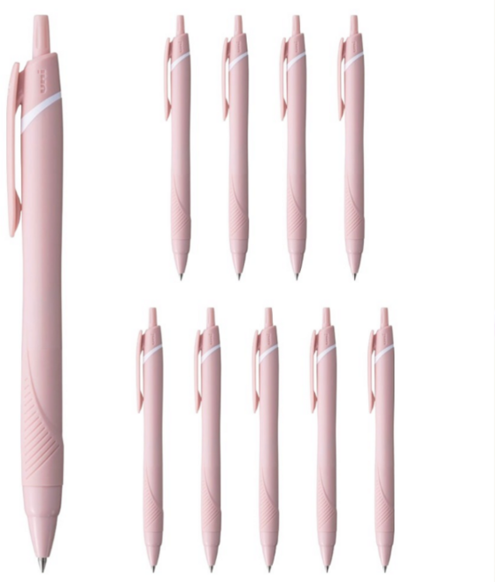 유니 제트스트림 소프트 컬러 볼펜 블랙잉크 0.38mm, 소프트핑크, 10개