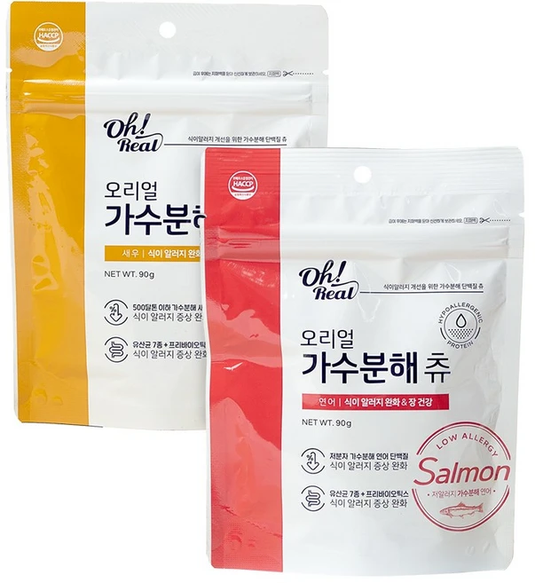 옵티펫 반려동물 오리얼 가수분해 츄 간식, 혼합맛(연어/새우), 90g, 1개 - 쿠팡
