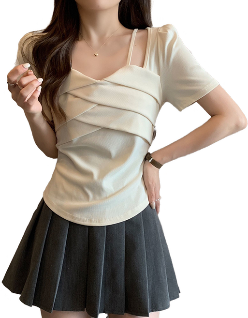 셀럽당 여름 여성 반팔 티 빅사이즈 슬림 상의 K1232-KR