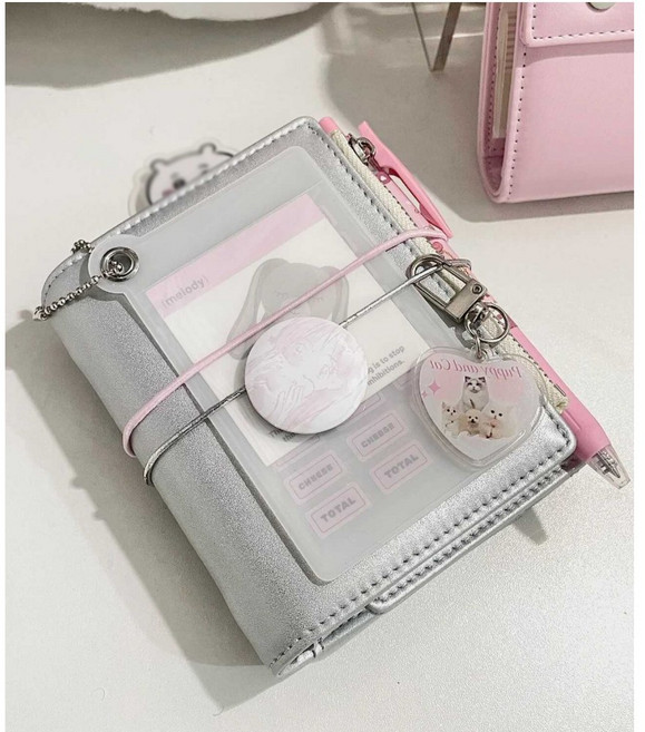 메탈 5공 다이어리 y2k 미니 바인더, 1개, 실버