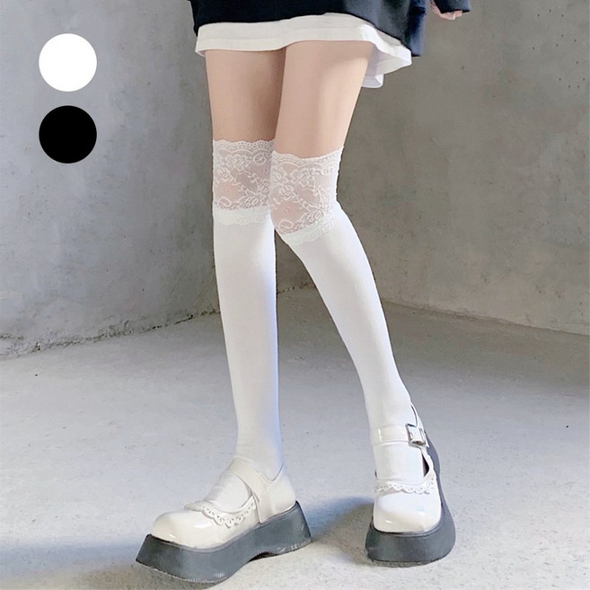 다이나토리 여성 사계절 예쁜 레이스 니삭스 2켤레