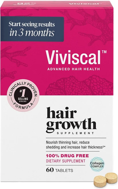 Viviscal Women's Hair Growth Supplements 비비스칼 모발 머리카락 헤어 그로스 180정, 1박스, 60정 - 쿠팡