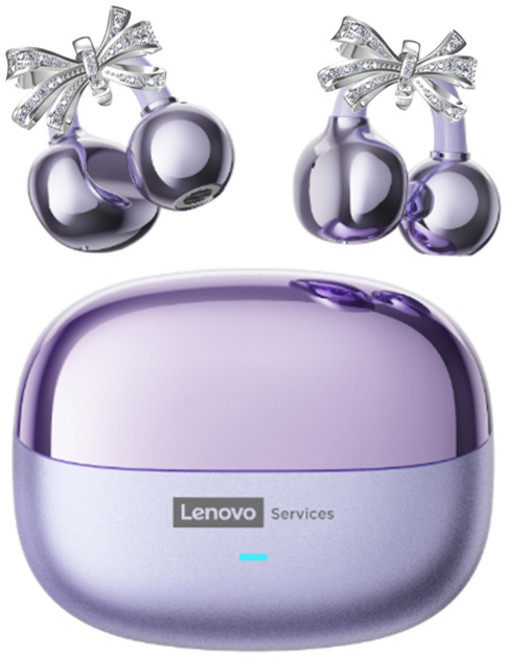 레노버 오픈 이어 클립 이어버드 무선 블루투스 이어폰 ENC 노이즈 캔슬링 이어폰 스포츠용 LE302, 퍼플 헤드폰 리본 귀걸이, a