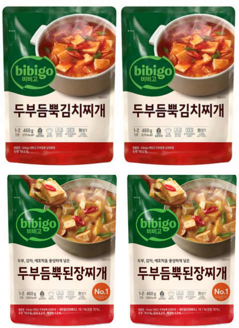 비비고 된장찌개 460g 2p + 두부김치찌개 460g 2p, 4세트