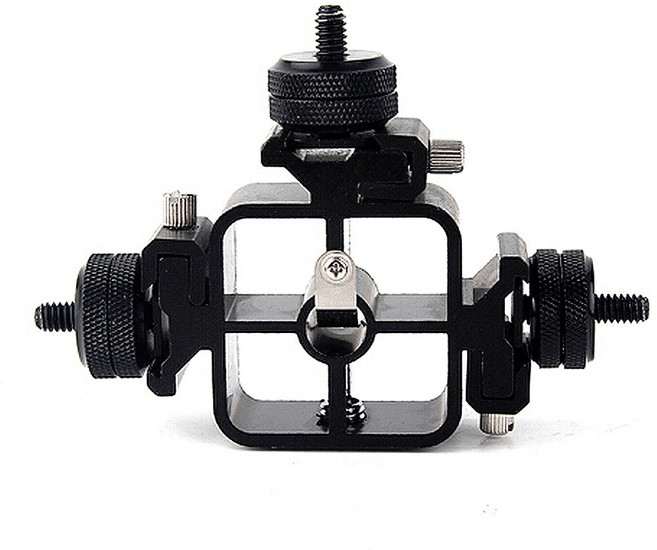 3구 멀티 마운트/스마트폰 디카 삼각대/360 촬영거치대 전용, 블랙, 1개