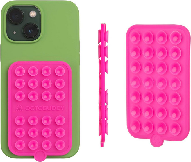 옥토버디 OCTOBUDDY 헤일리 비버 틱톡 인스타그램 릴스 실리콘 거치대 마운트, 1개, 더블 - 핫핑크