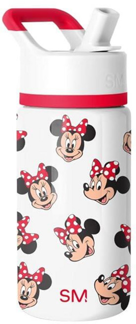 Simple Modern 아동용 서밋 빨대 뚜껑이 있는 물병 | 디즈니 414ml(14온스) 스테인리스 스틸 컵 단열 텀블러 여아용 학교용 프린세스 태피스트리, Disney-Minnie Mouse Fun