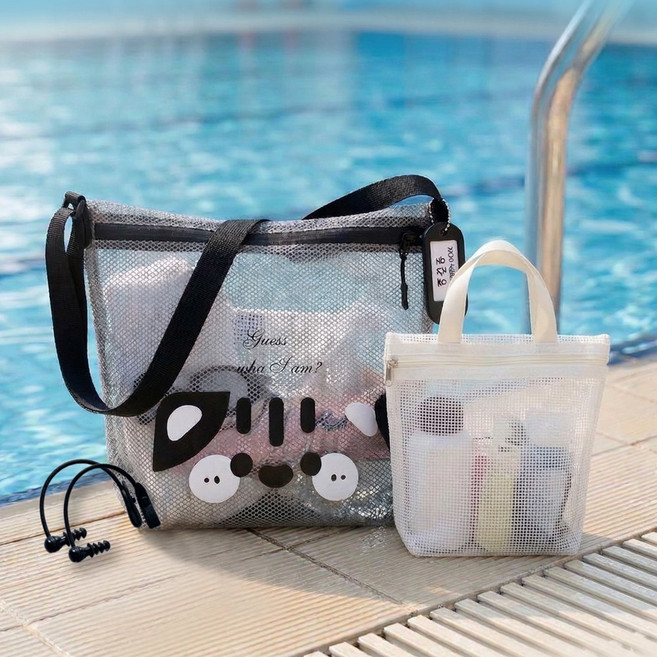 모이지 4in1 어린이 수영가방 생존수영 필수템4종 풀패키지 방수백 매쉬백 귀마개 네임택