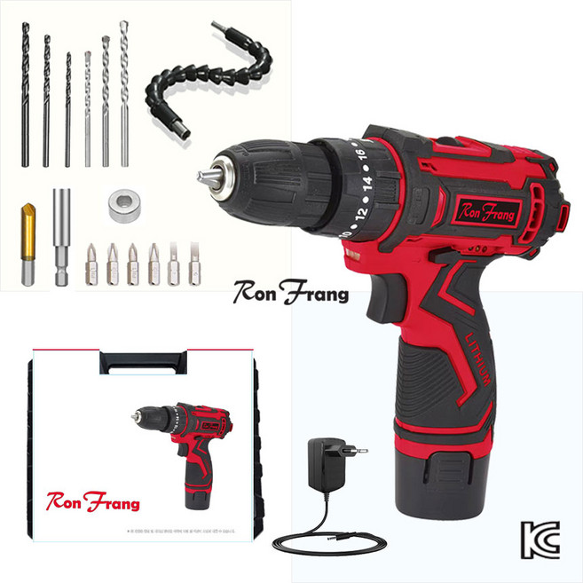 론프랑 Crazy 가정용 12V 충전식 무선 전동드릴 드라이버 공구세트 해머기능포함, 1세트