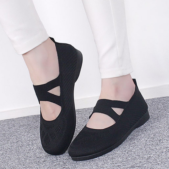 스타슈 발등 밴딩 봄 여름 발편한 엄마 중년여성 니트 스판 슬립온 가벼운 단화