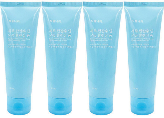 NEW 식물나라 제주 탄산수 딥 모공 클렌징폼 기획세트, 120ml, 4개