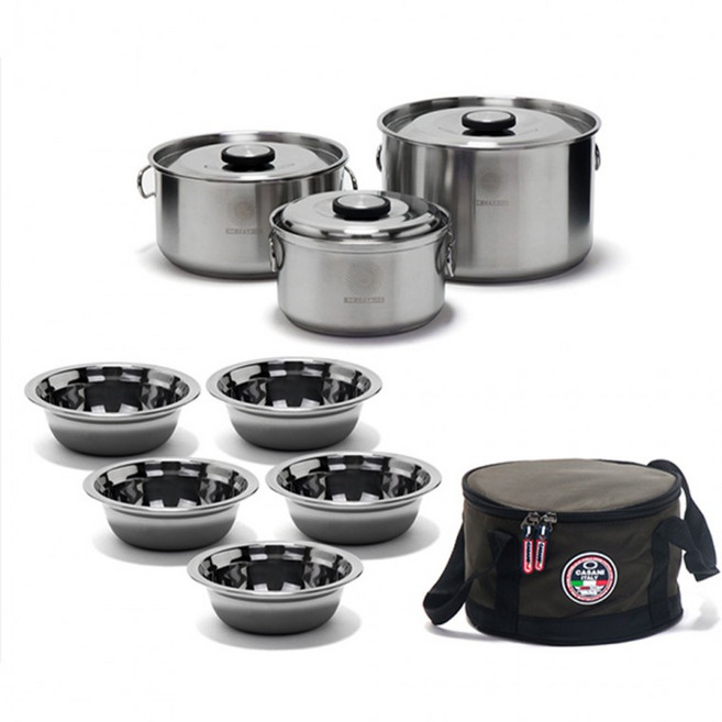 스텐 캠핑 코펠 대접 세트 3-4인용, 상세페이지 참조, 1개
