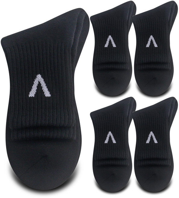 국내생산 남성용 방한 보온 고강도 ATB 두꺼운 쿠션 스포츠 작업 연사V 통파일 양말 5족묶음, 블랙, 1개