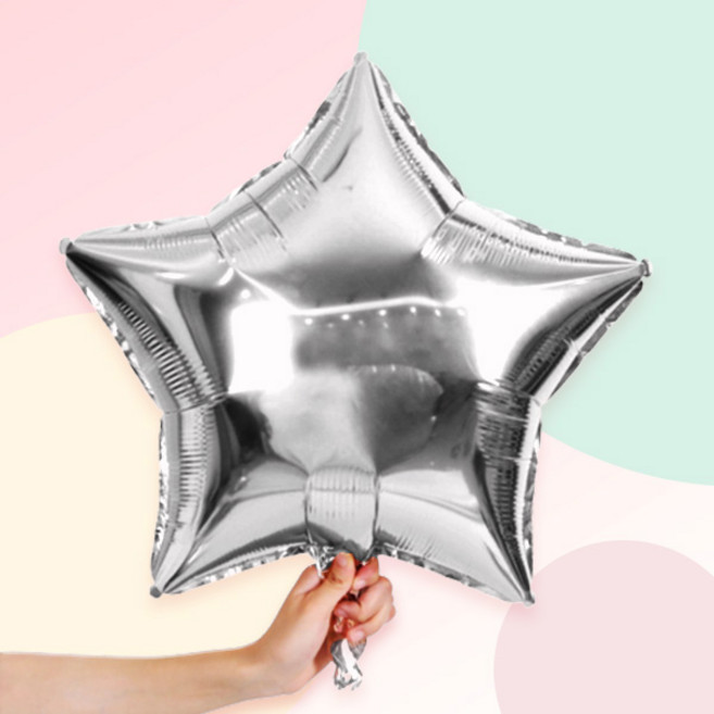 [파티지] 히어로풍선 모음 / 생일풍선 세트 배트맨 아이언맨 스파이더맨풍선, HR_F_별풍선_대형 (18인치)_실버