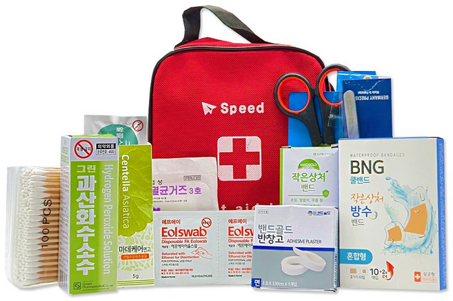 모완비 스피드 구급낭 파우치 구급가방 응급키트 휴대용 구급함 세트 (소프트케이스+11종), 1개