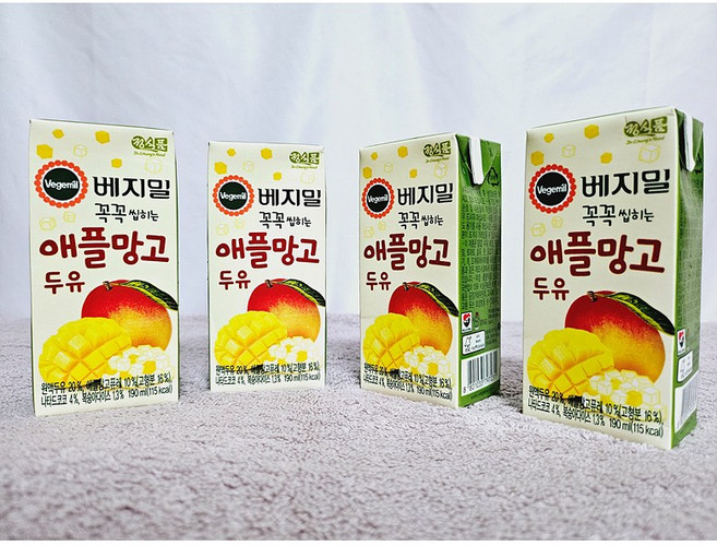 베지밀 과일이 꼭꼭 씹히는 애플망고 두유, 190ml, 24개