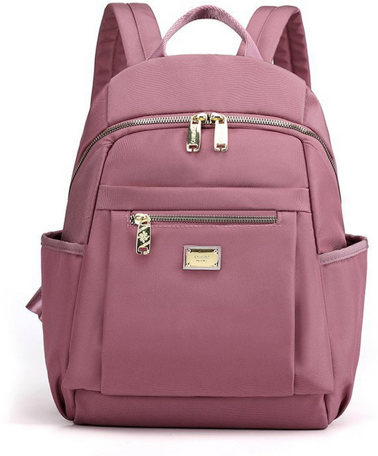 CHIBAO 韓風牛津後背包，輕便多隔層時尚休閒學生包, 甜蜜粉