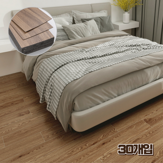 홈앤힐링 붙이는 나무무늬 PVC 바닥장판 조각 셀프장판, 우드 라이트 브라운