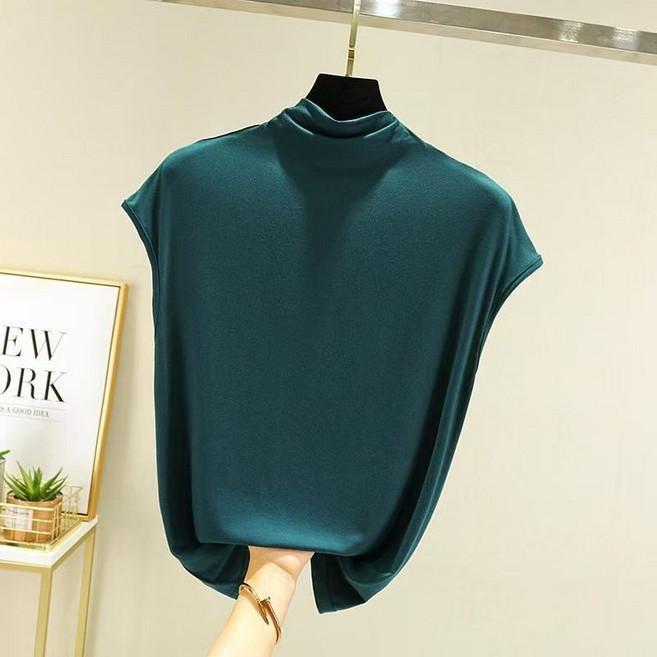 여성 민소매 목폴라 나시 티셔츠 기본 모달 얇은 반목티