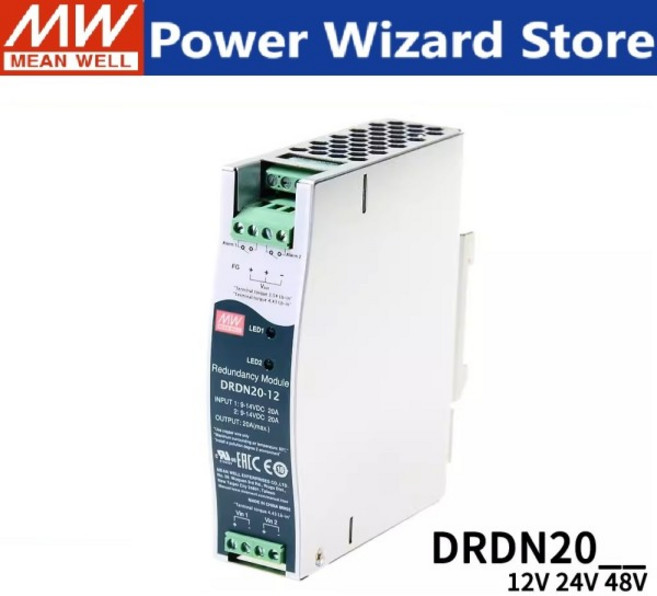MEAN WELL DRDN20 시리즈 이중화 모듈 DIN 레일 전원 공급 장치 24V 시스템 DC12V 24V 48V 30A, 01 DRDN20-48, 01 20와트
