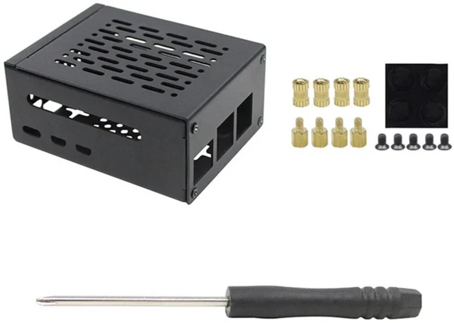 호환 라즈베리 파이 5용 메탈 케이스 쉘 PCIe-M.2 NVMe SSD 확장 보드, 01 Black