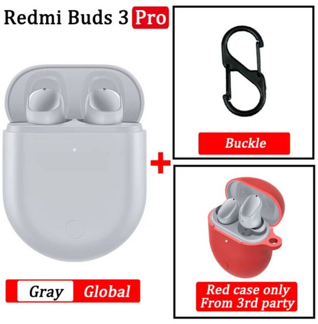 골전도 블루투스 무선 이어폰 샤오미-레드미 버즈 3 프로 에어닷 TWS 레드미 ANC IPX4 K40 노트 10 프로용, 09 GREY GL n red case, 1개