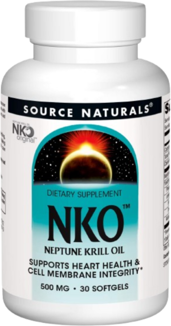 [Source Naturals] NKO 넵튠 크릴 오일 500 mg 30 소프트젤, 1개, 30정