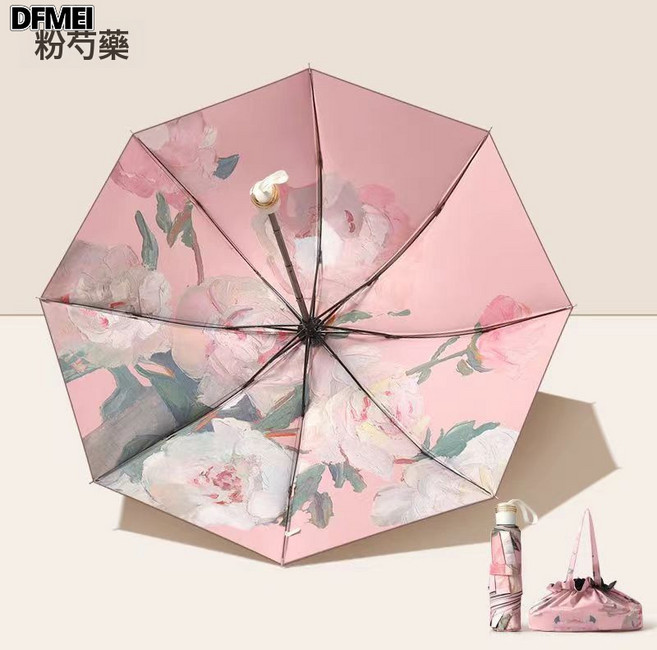 DFMEI 雨傘大量雙層雙花太陽傘女小巧便捷晴雨兩用五折疊遮陽防曬傘