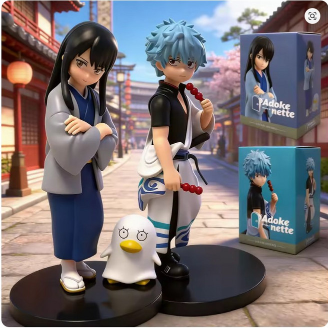 [은혼 피규어] 사카타 긴토키 가츠라 코타로 14cm 애니메이션 모델 컬렉션 스태츄, 1개