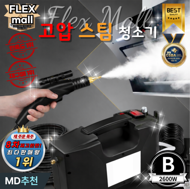 플렉스몰 핸드 스팀 청소기 핸디 고압 스팀기 세차기 세척기 분사 살균기, B