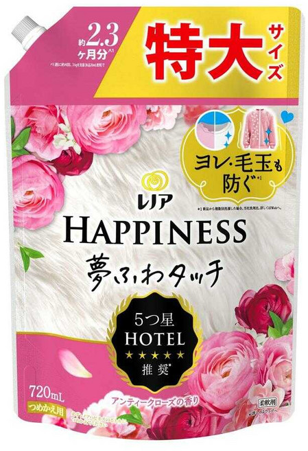 P&G 레노아 해피니스 유메후와 터치 앤티크 로즈 섬유 유연제 리필 특대 720mL, 1개
