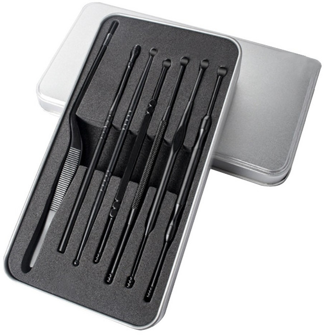 베라스 케이스 귀이개 7종 세트 블랙, 1개