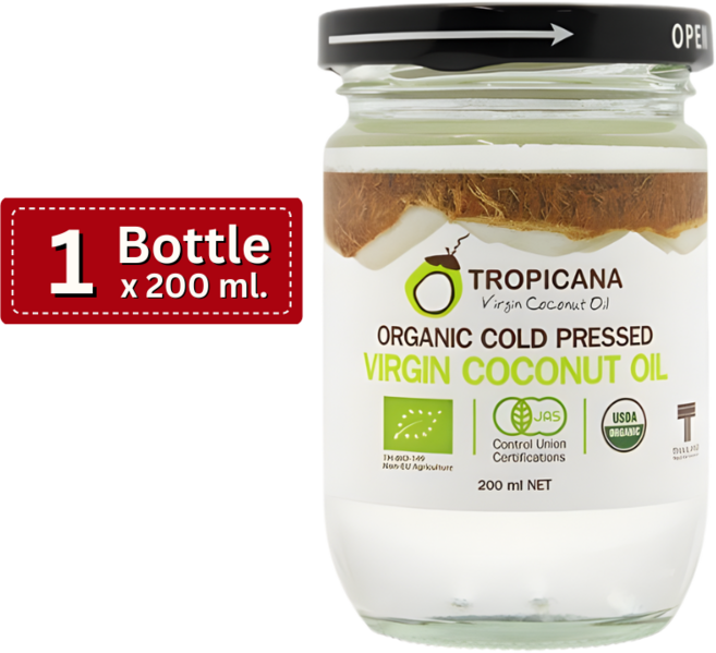 [겨울철용] 트로피카나 유기농 냉압착 버진 코코넛 오일 200ml 고체화시 떠서 사용, 1개