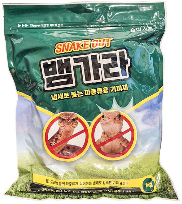 [벅스존_뱀가라 1kg 파충류피해감소제] 뱀 식물성오일 농작물 창고 묘소 묘지 펜션 캠핑장 텐트 보호 야생동물기피제, 1개