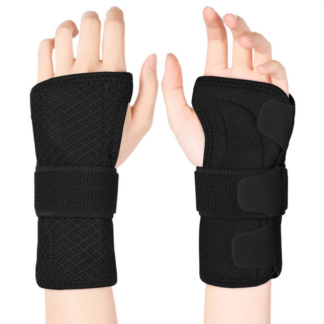 반깁스형 손목아대 이중 알루미늄 지지 손목 보호대 스트랩형, 1개, 블랙