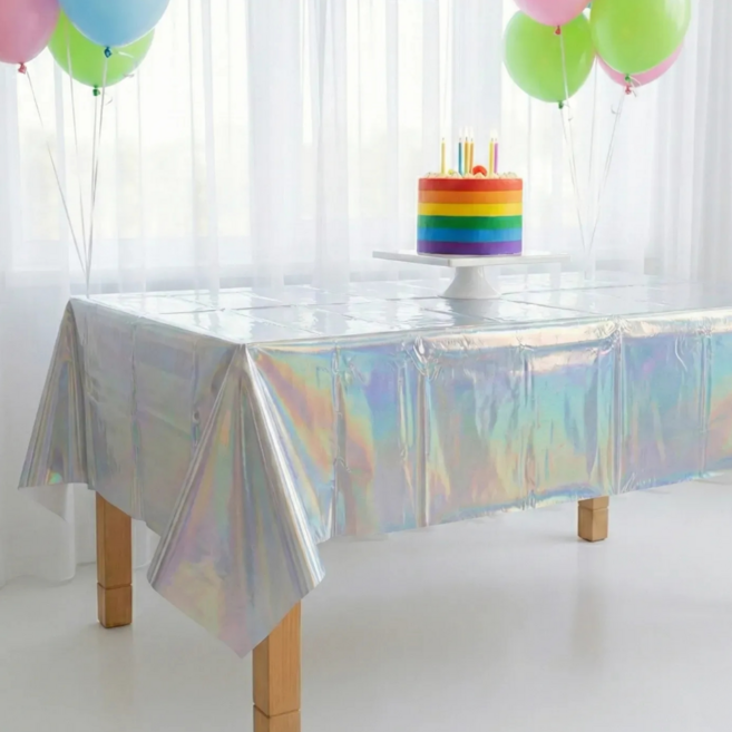 디어이브 생일파티 식탁보 반짝이는 홈파티 테이블보, 1개, 홀로그램