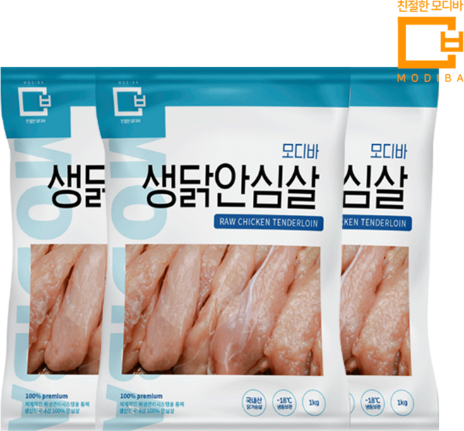 모디바 국내산 냉동 생닭안심살 1kgX3팩 3kg, 3개