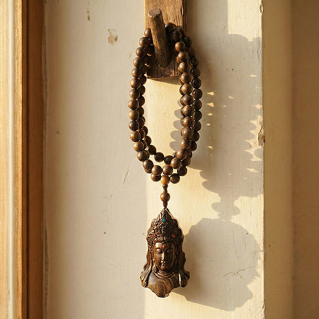 재물 금전 행운 액운막이 불교 부처님 불상 팬던트 염주 목걸이 A1755, 1개