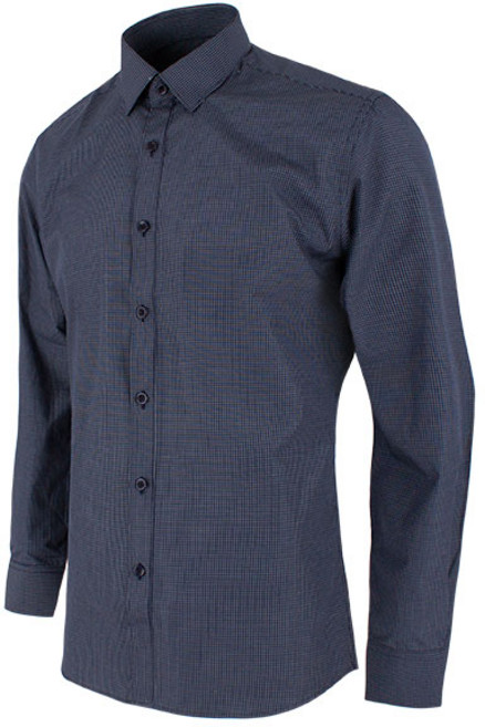 화이트 체크 네이비 슬림 셔츠_S1108