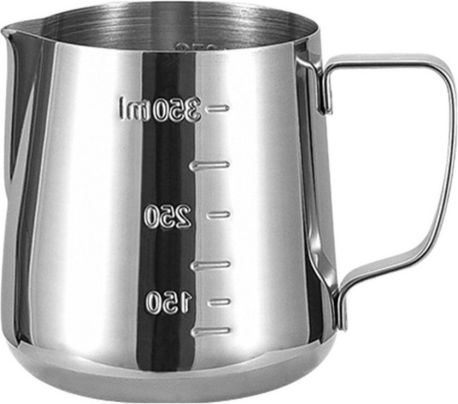 Mojia 스테인리스 계량 밀크저그 350ml, 1개, 실버