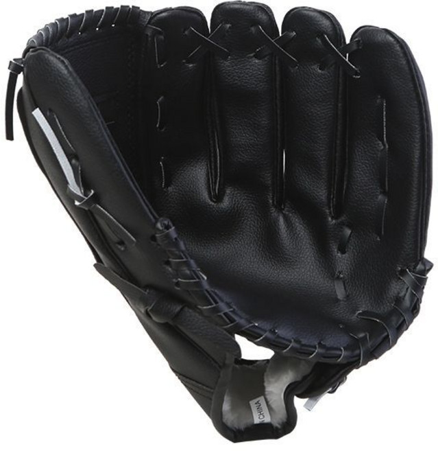專業兒童棒球手套耐磨柔軟初學接球手套, 1個, 黑色11.5寸