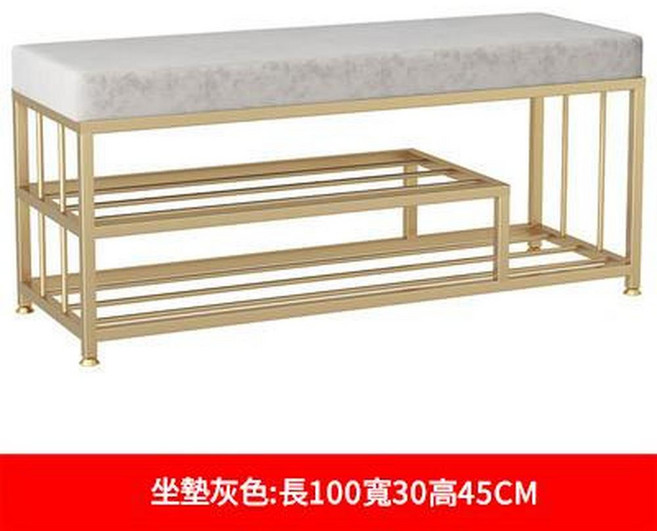 JWJJ 輕巧穿鞋椅 60x30x45CM 2層收納凳, 100cm灰色坐墊 B款, 2層