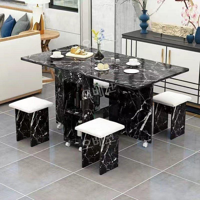 이동식테이블 모던협탁 확장형 테이블 거실 가정 원룸 식탁 인테리어 다이닝, 블랙 1.4+4