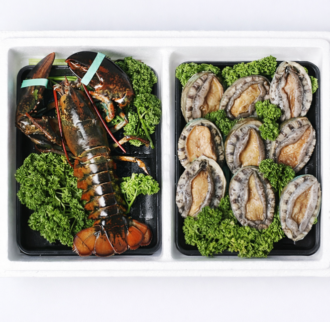 미자네농수산 랍스터 완도 전복 선물세트, 1개, 랍스터600G(1미) + 전복1Kg(12미)