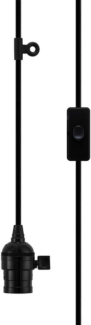 2m 블랙 식물등 키소켓 캠핑등 작업등 중간 스위치 전구 소켓 led 전선 코드선 E26, 1개