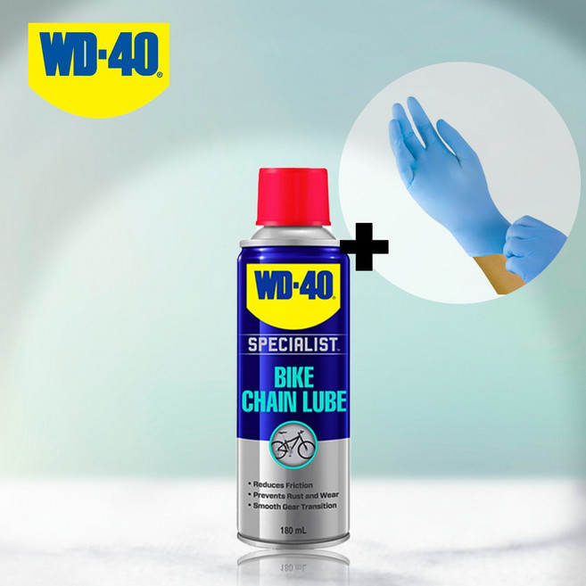 WD-40 자전거 체인 복합성 오일 윤활유 스프레이타입+작업용장갑, 1개, 180ml