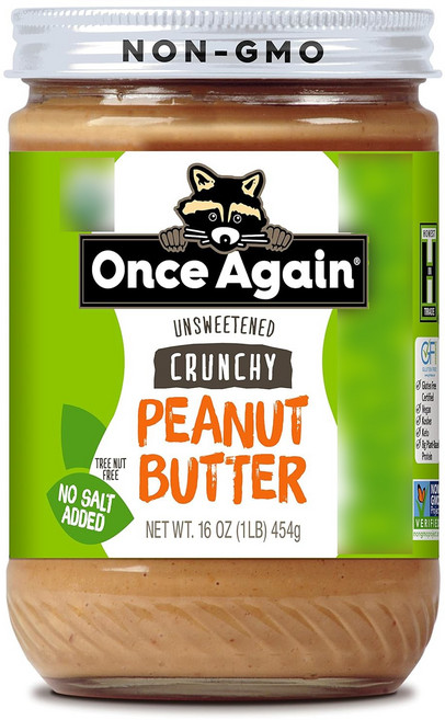 원스어게인 크런치 피넛 버터 언스위튼드 비건, 454g, 1개