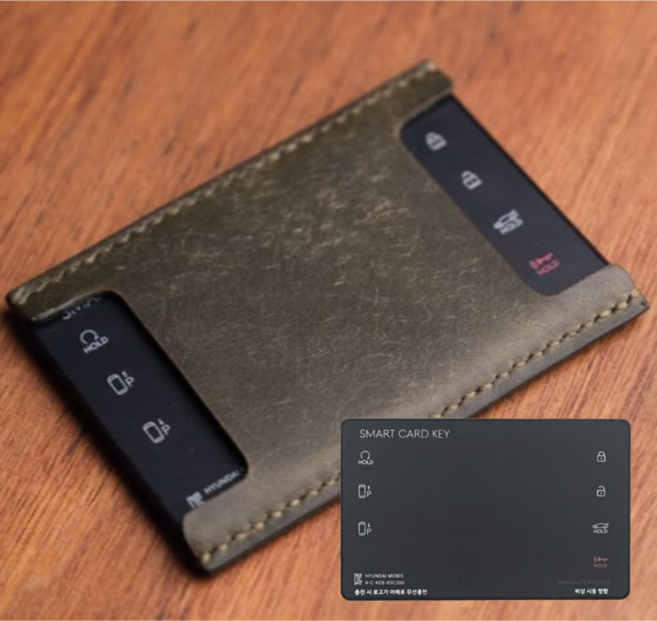 레네토 현대 신형 카드키 케이스 천연소가죽 주문제작, 카키