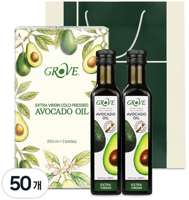 그로브 아보카도 오일 엑스트라버진 선물세트 50세트 (쇼핑백) 아보카도유, 500ml