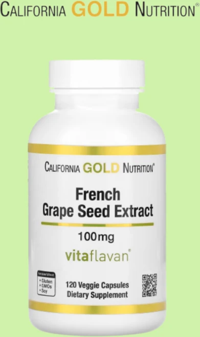 캘리포니아골드뉴트리션 포도씨추출물 폴리페놀 100mg 120캡슐x2통 Grape Seed, 120정, 1개 - 쿠팡
